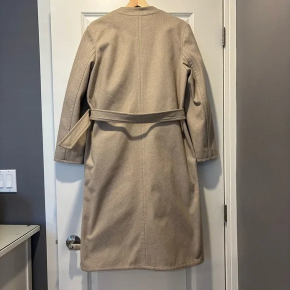 OAK + FORT Women’s Double Faced Belted Coat, Khaki, Size Medium - Picture 2 of 9